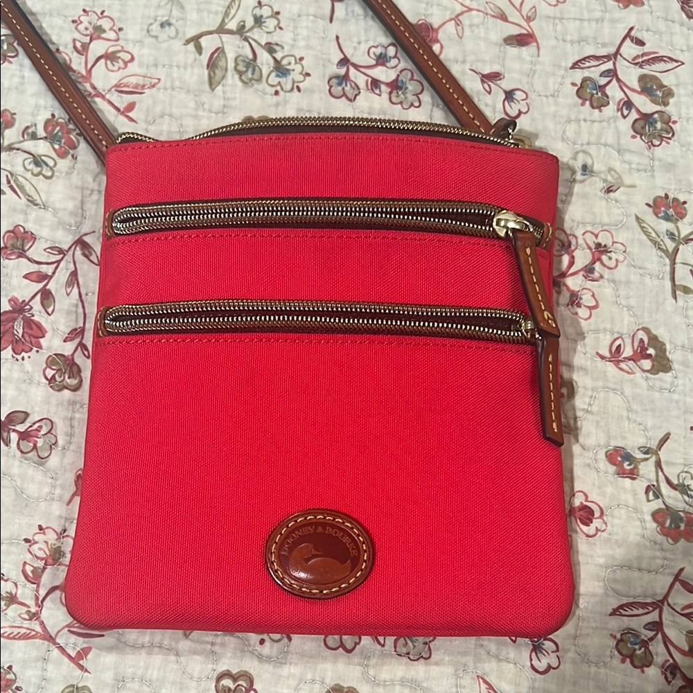Dooney & Bourke Red Crossbody Bag with Slim Profile and Leather Strap